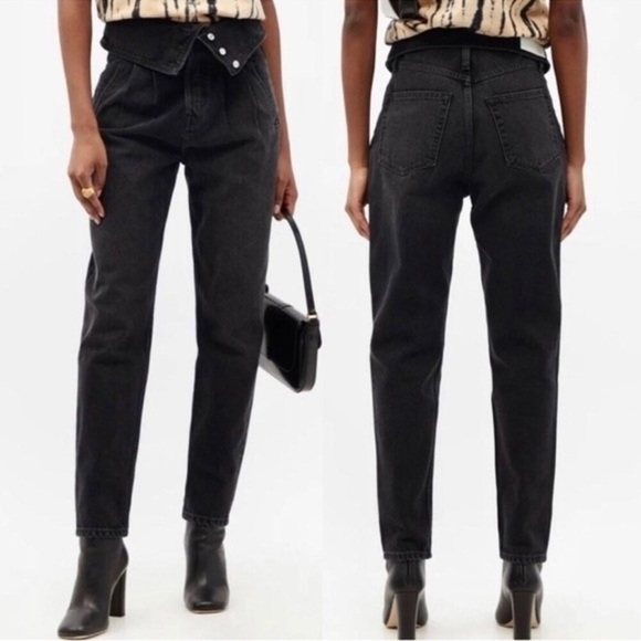 RE/DONE REDONE Originals 80s 80's Fold Over Jeans in Vintage Noir Black 27 NWT - Picture 1 of 4